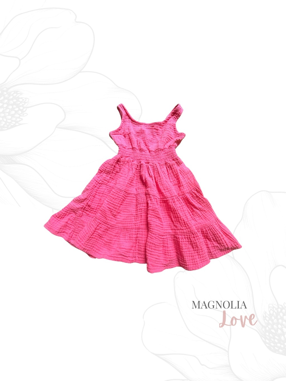🌈 BearPaw Kids Pink Gauze Dress Lightweight Summer Hot Dark Pink Girls 3T